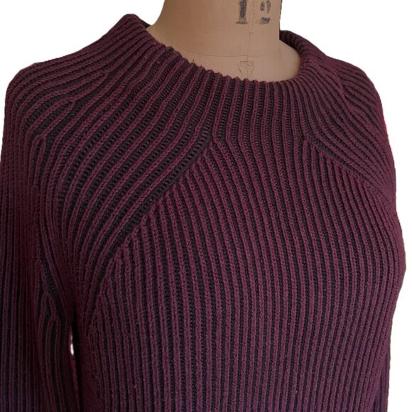 NWOT Athleta Rockland Sweater Aubergine/ Eggplant & Black textured, ribbed S - Picture 8 of 10